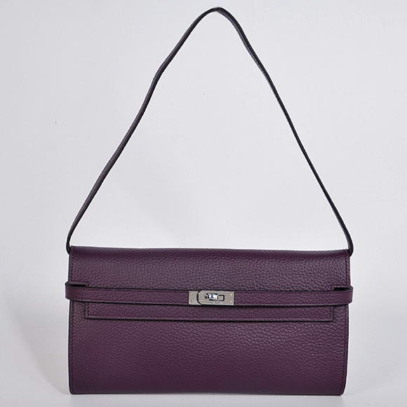 H1001 Hermes Kelly 26CM Shoulder Bag Clemence Viola